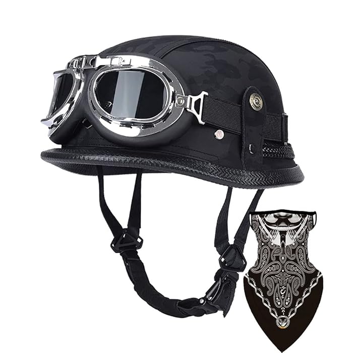 Buy Motorcycle German Leather Half Face Helmet,100% DOT/ECE Approved