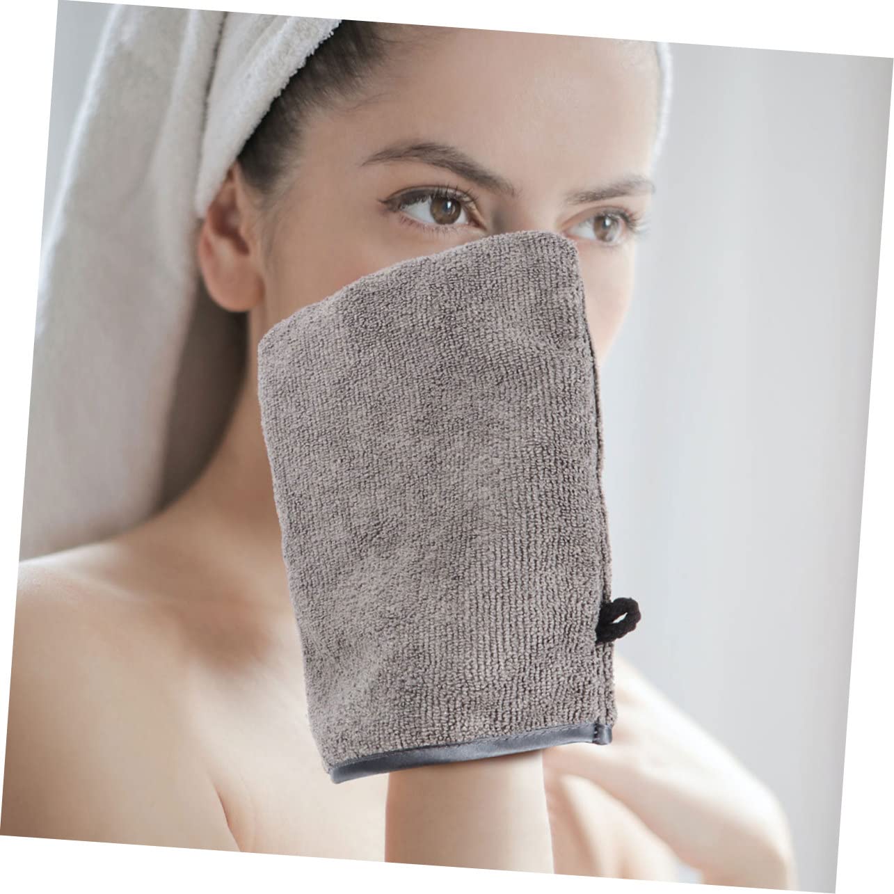 SHERCHPRY 5 Set Guanti Struccanti Riutilizzabili Microfibra Guanti Detergenti Morbidi E Portatili Per Rimozione Profonda Pulizia Pori E Esfoliazione Grigio E 3 Pezzi * 5