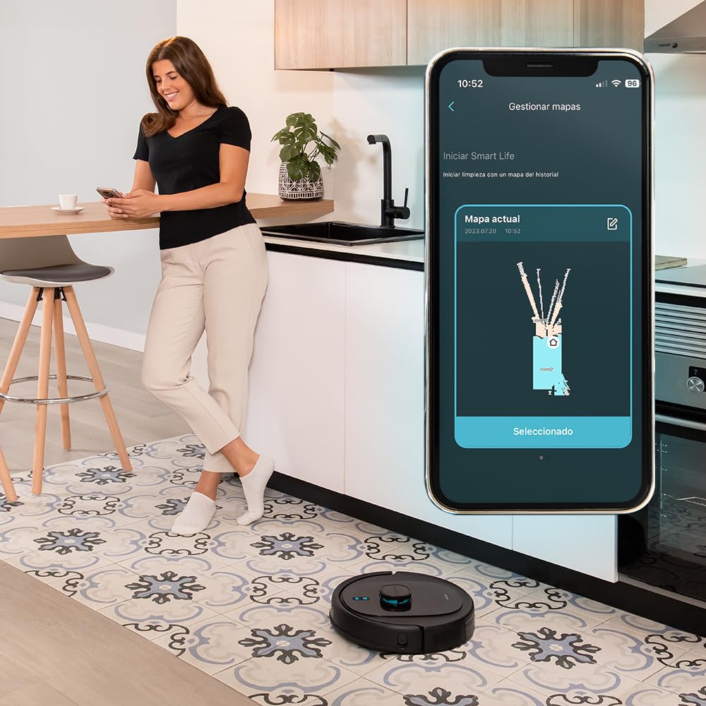 Cecotec Robot Aspirador Conga 8290 Immortal Ultra Power Home X-Treme. iTech Laser Eye, 7000 Pa, 280 m2, Room Plan, 10 Modos, Area restringida, Scrubbing, Total Surface, Bolsa de 3 L, App