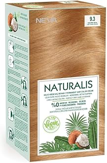 NEVA Naturalis Permanent Hair Dye Set, Vegan,100% Gray Coverage, Organic, No Harmful Chemicals, GMO-Free, Long-Lasting Shine - LIGHT GOLDEN BLONDE - 9.3