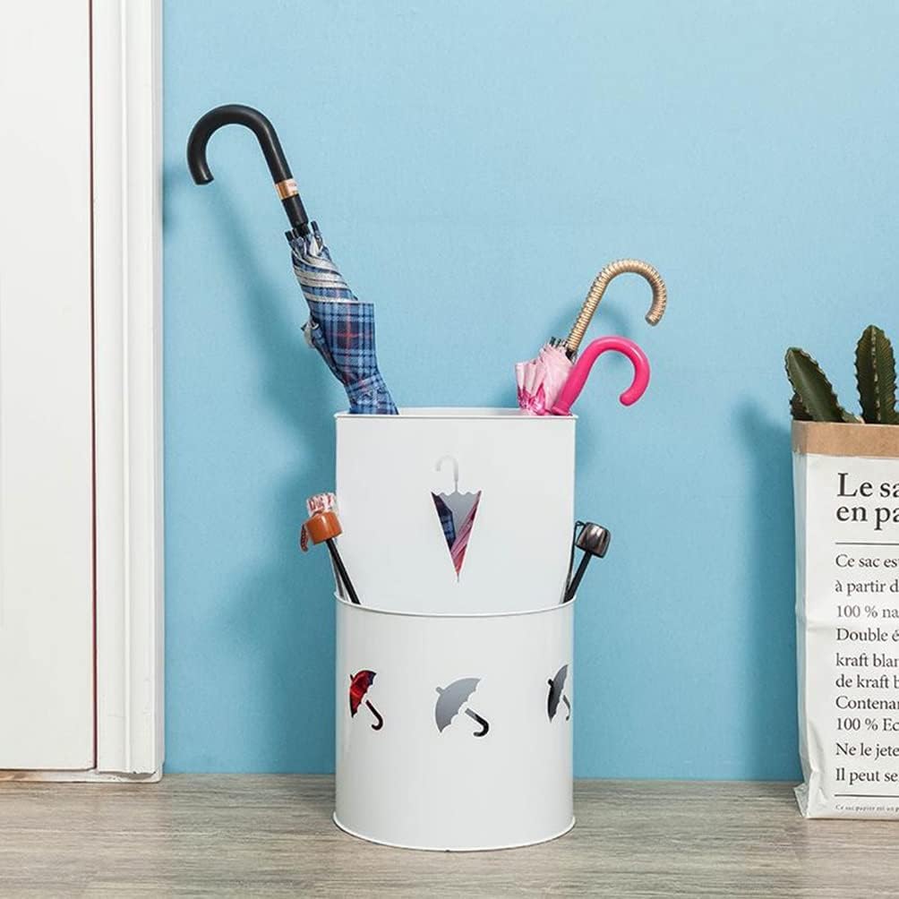 Porte-parapluie d'intérieur en fer avec plateau d'égouttement mobile, support décoratif pour couloir, gain de place, design double couche, 32 x 48,4 cm, parapluie élégant pour la maison