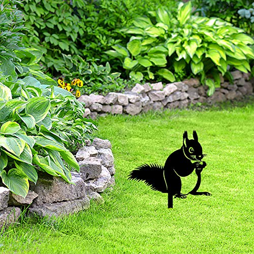 Pomobie Squirrel Yard Art Garden Metal Statue Decor, Lifelike Squirrel Animals Art Outdoor Lawn Decorations, Animal Silhouette Statues Outdoor Decor For Farmhouse Patio Garden Lawn 1Pc #TOP16