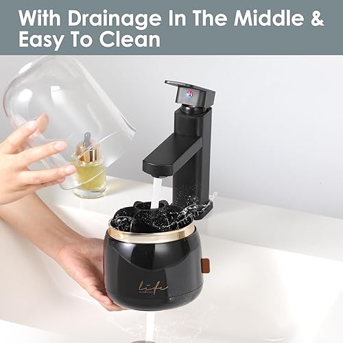 Miniatura 2 de EXIN DECHEN Soportes para cepillos de dientes con cubierta para baños, rotación de 360 con 7 ranuras de drenaje de agua para colocar cepillos de