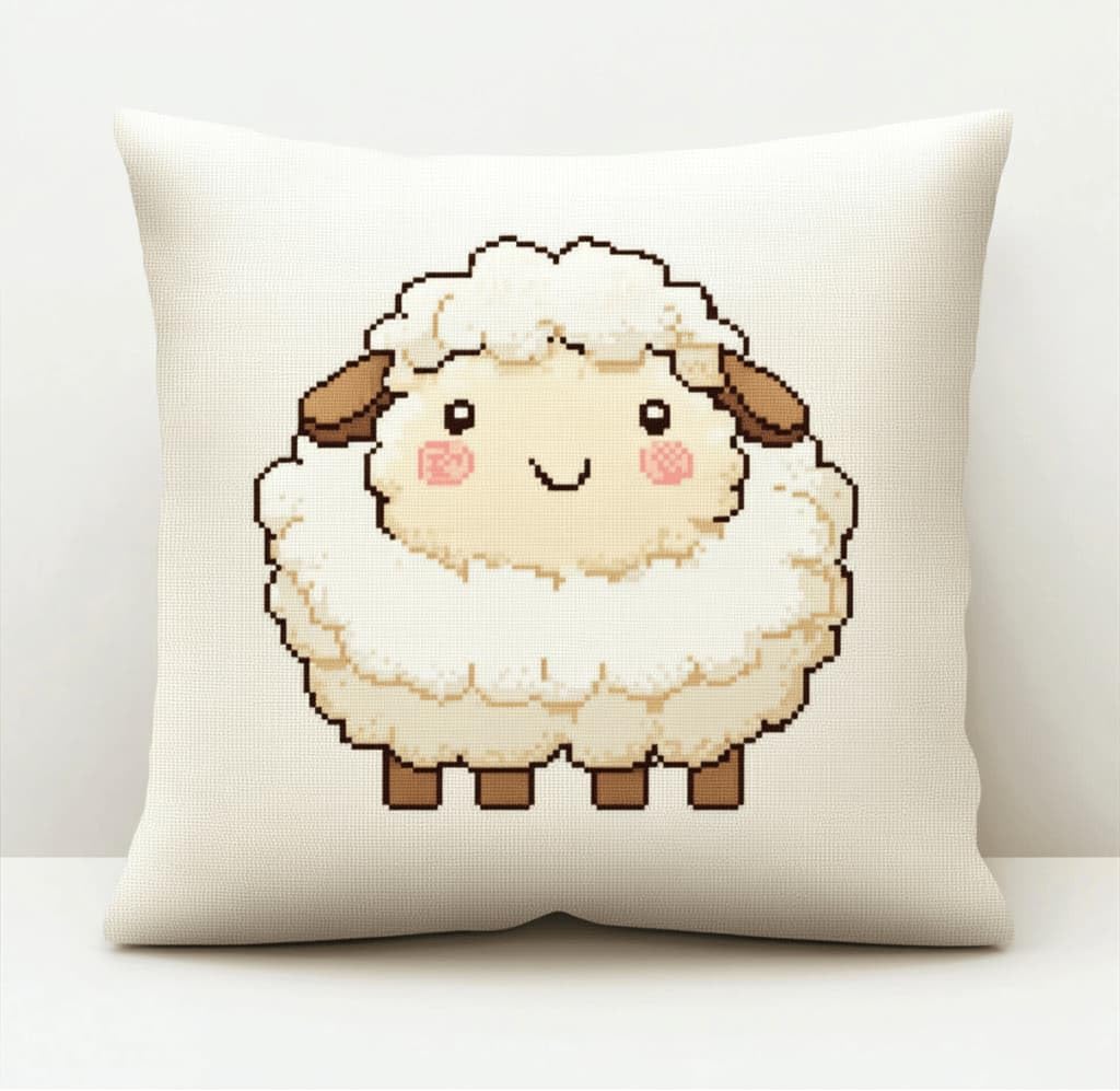 Kitquiver Latch Hook Rug Kits for Adults Sheep DIY Latch Hook Cushion Cross-Stitch Embroidery Cushion Cover for Home Sofa Decoration 17X17 in.