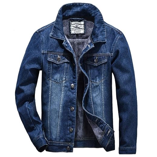ebossy Jaqueta jeans masculina sherpa, jaqueta jeans forrada com lã térmica