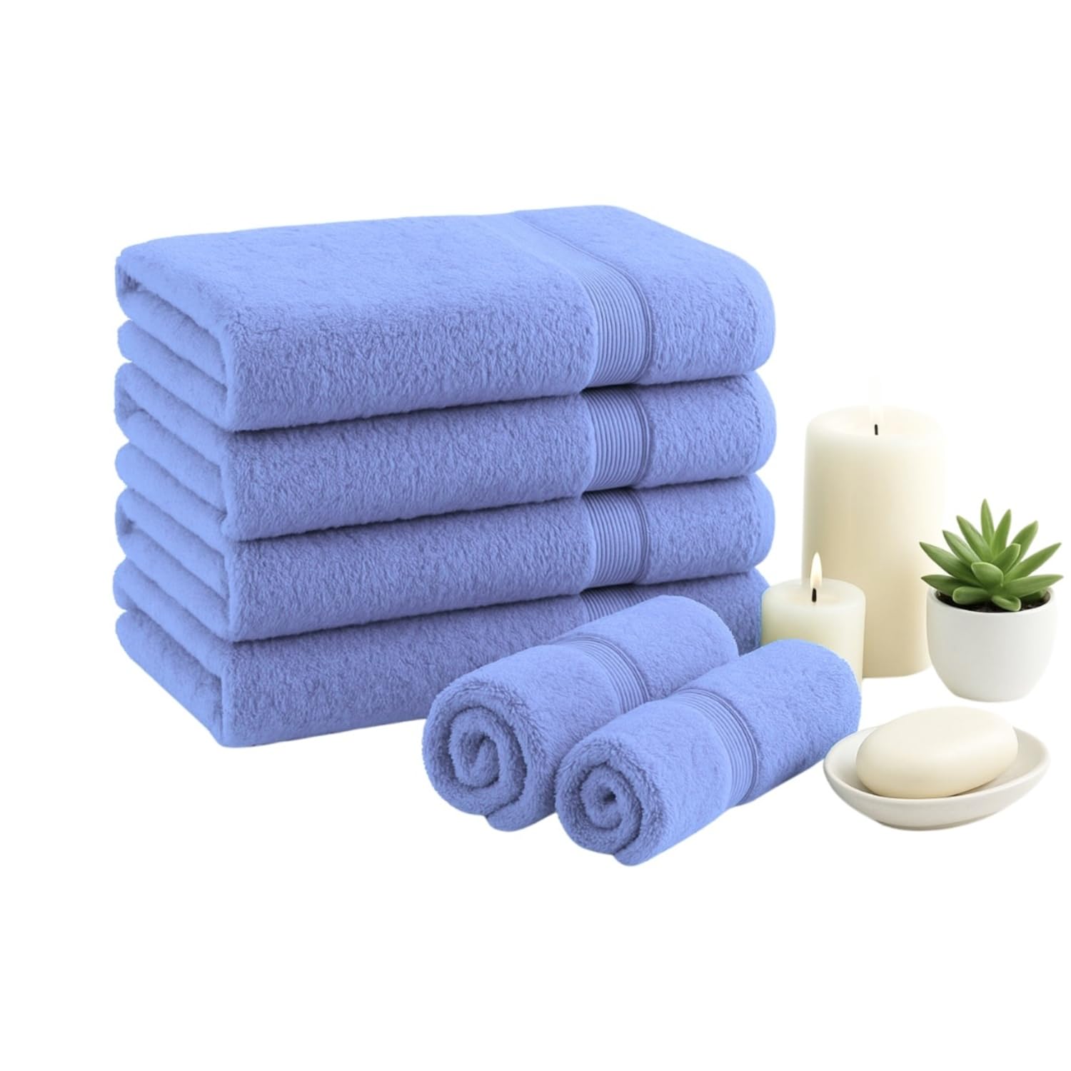 Diamond Tex Egyptian Multicolour Towels - Super Soft Luxury Bath Towels Large - 600 GSM Lint Free Fast Drying Towel for Gym Salon, Spa & Hotel Quality (1, Sky Blue)