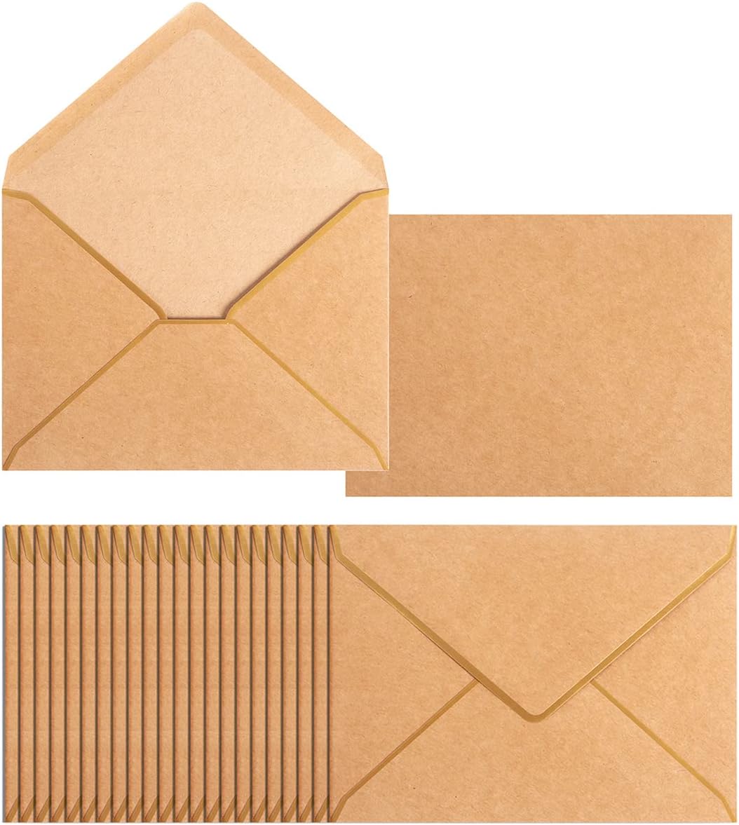 50 Pack A7 Envelopes Brown 5 x 7 Card Envelopes Self
