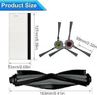 Set de accesorii EATBALE pentru aspirator robot Ecovacs Deebot OZMO U2 DGN22 U2 Pro Yeedi K650 1 perie cilindrică 4 filtre HEPA 8 perii laterale 1 perie de curățare 13 7