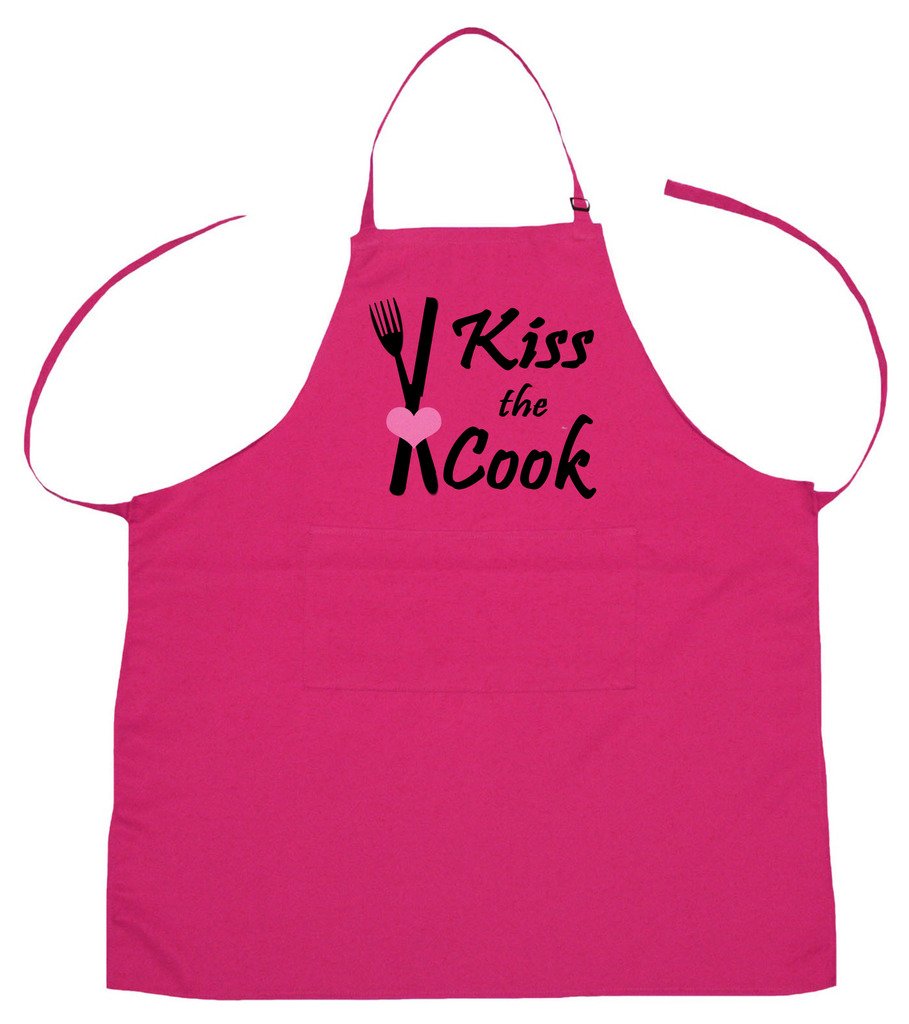 Petitebelle Unisex Kids Hot Pink Kiss The Cook Children Apron (Hot Pink)