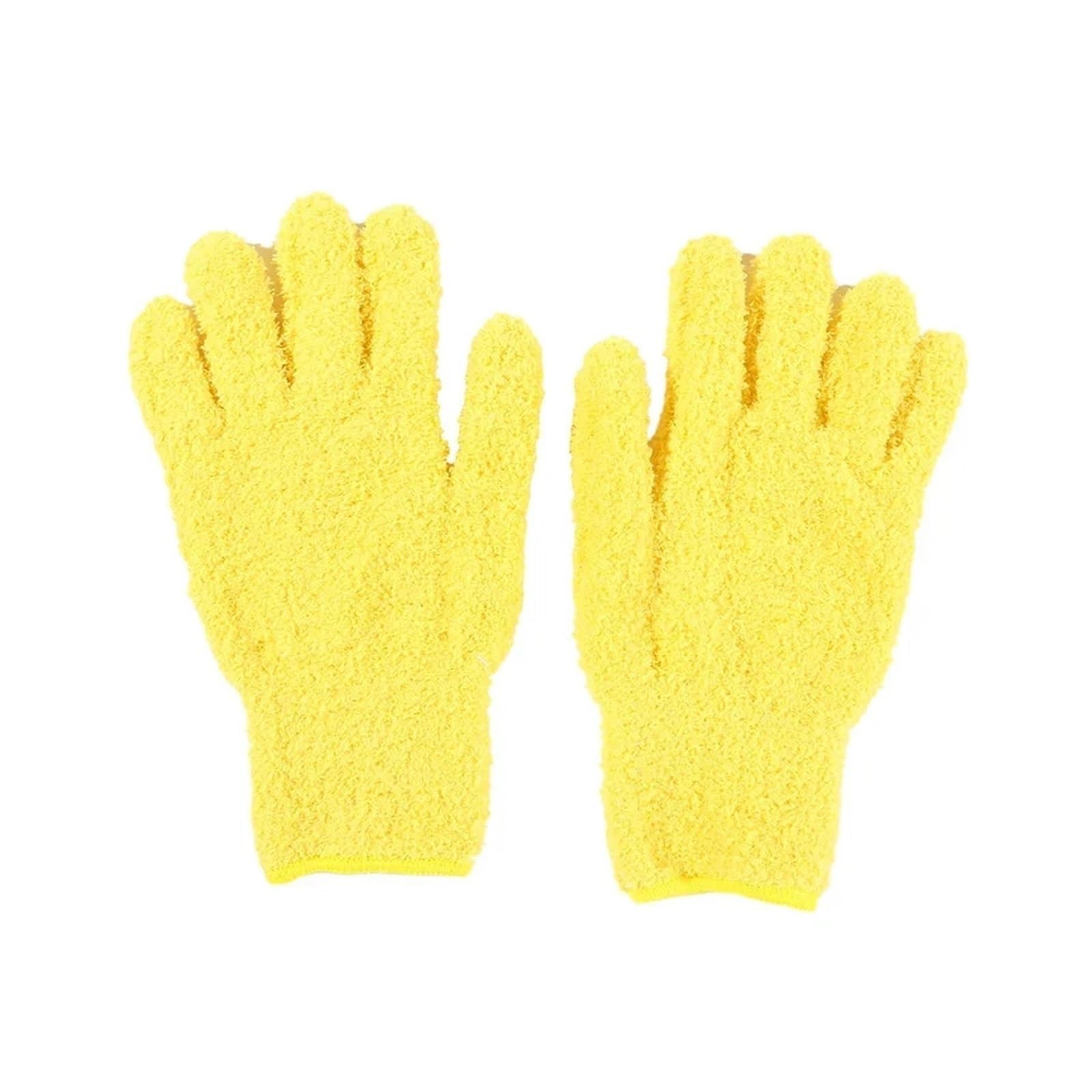 DYYEUAVT 2Pair Coral Fleece Microfiber Cleaning Gloves Car Grooming Solid Dusting Five Fingers Absorbent