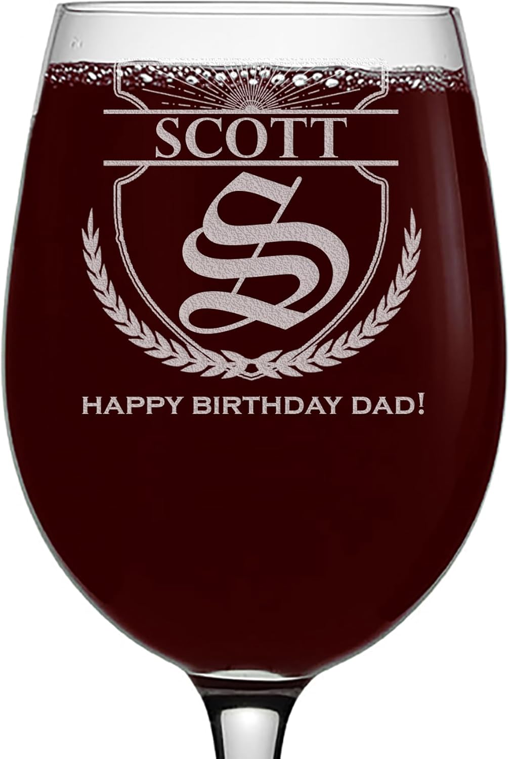 Personalized Etched 16oz Stemmed Wine Glass, Gifts for Women, Customized Engraved gift, Unique present for Mom, Customizable Bridesmaid Birthday Glass, Scott Monogram