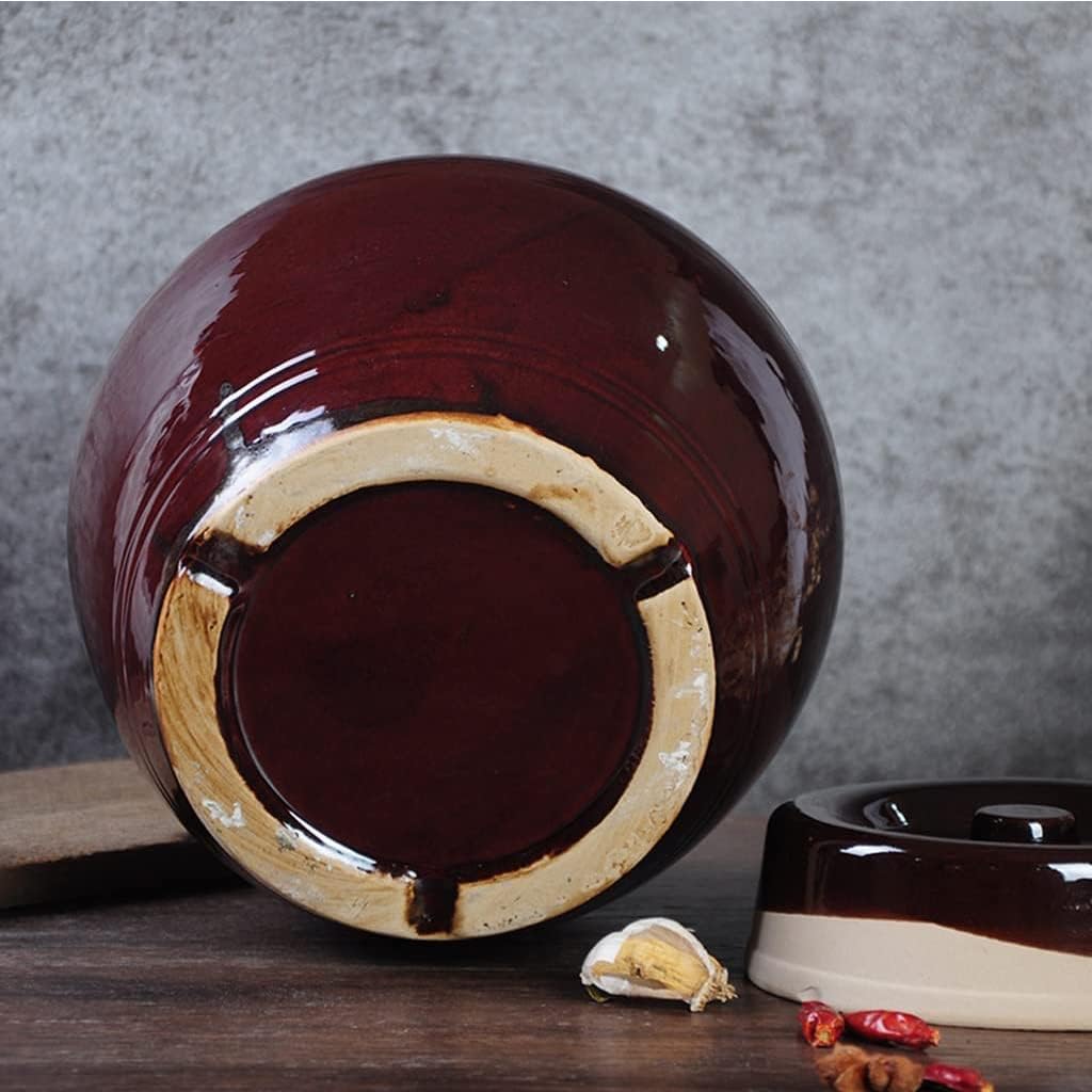 Traditional Chinese Porcelain Pickle Jar,Goldfish Pattern Fermentation Crock Pickling Pot,Ceramic Fermenting Jar with Water Seal Airlock Lid Stoneware Fermenter for S