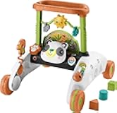 Fisher-Price Baby Push Toy 2-Sided Steady Speed Panda Walker Musical Learning Activity with 3 Blocks for Infants Ages 6+ Months