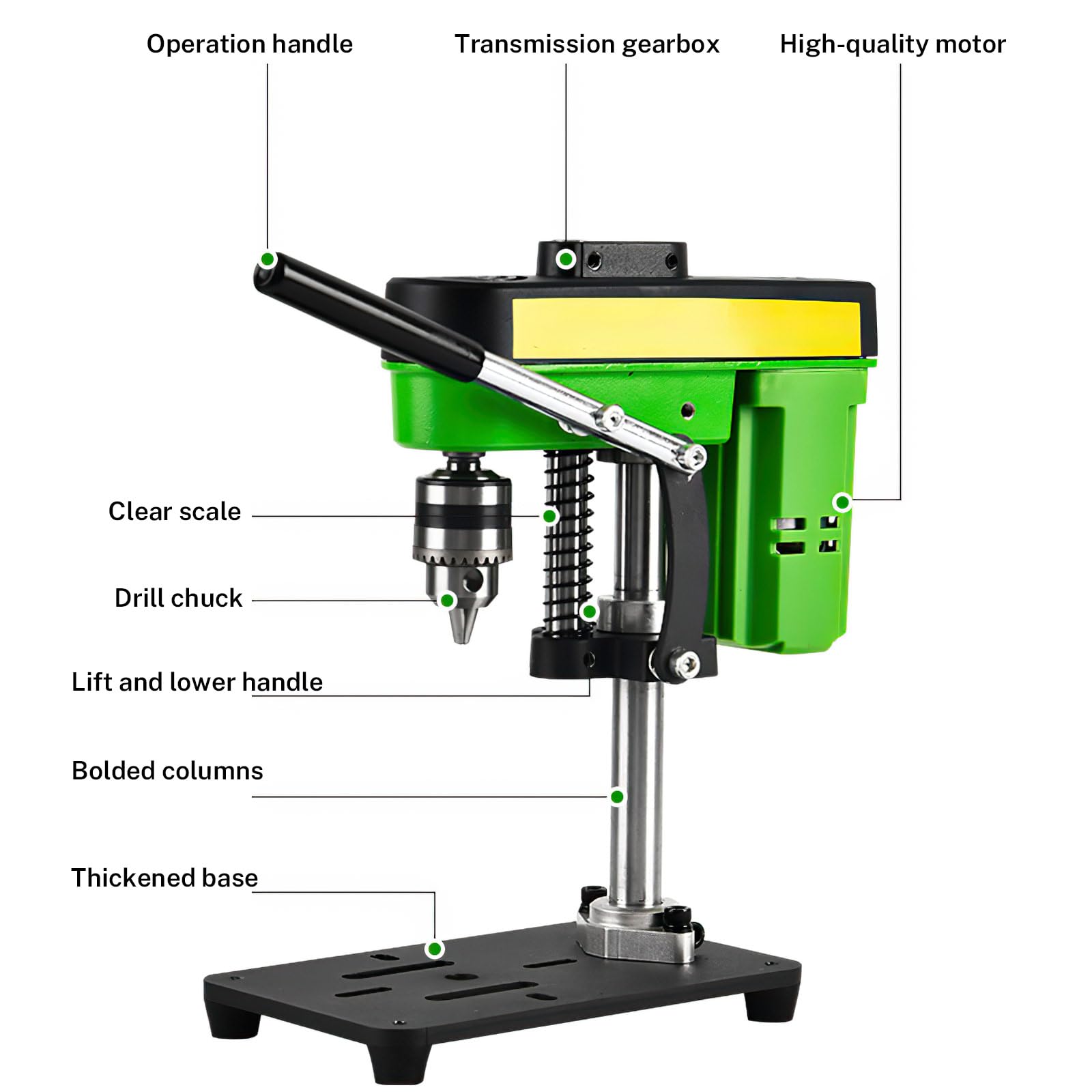 Taladro de Banco Eléctrico Ajustable 7 Velocidades 2800 RPM Taladro de Prensa Vertical para Metal Madera