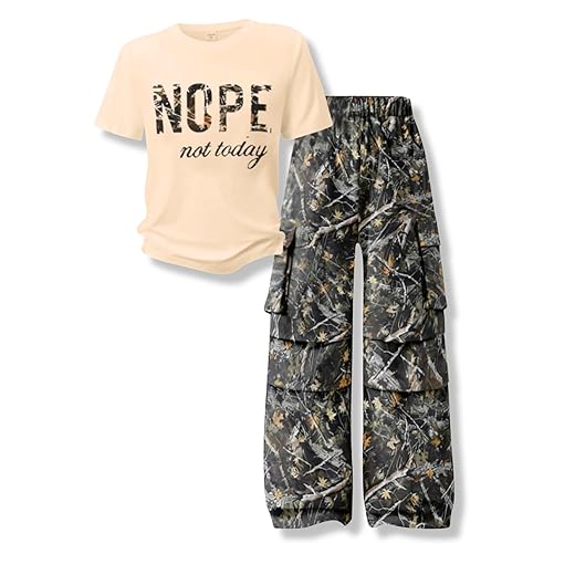 Voxikidio Girls Clothes Little Girl Outfits Letter Print Short Sleeve Tops & Cargo Pants 2PCS Girls Clothing 7-16 Years