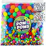 2200 Pieces - Pom Poms Balls for Craft Supplies - Large and Small Assorted Colored Fuzzy Pompoms wit