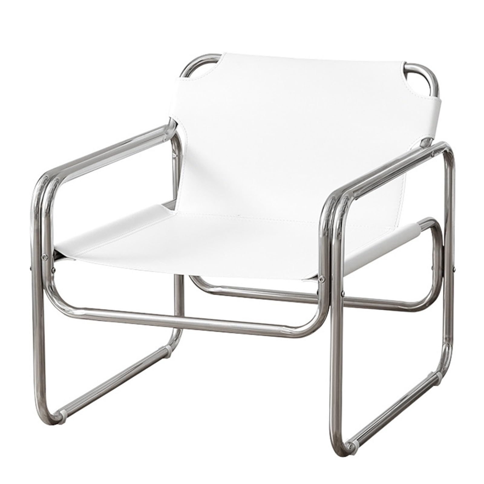 FULLOVE Sedia nordica Bauhaus Mobili Medio-antichi Ins Moda Schienale reclinabile in Acciaio Inossidabile Divano Singolo for Il Tempo Libero 2023(Color:Black)
