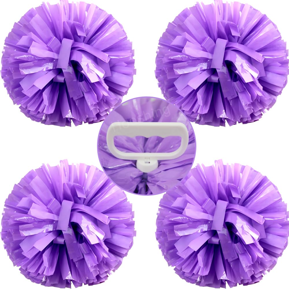 Hooshing 4PCS Pom Poms Cheerleading with Finger-Friendly Handle for Cheering Squad & Dance Team