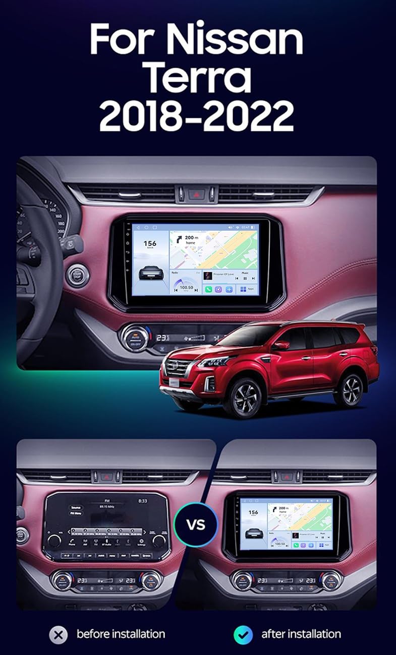Radio Samochodowe Double DIN 2K z Ekranem Dotykowym dla Nissan Terra Xterra 2018-2022 Radio Samochodowe Multimedialne/CarPlay/Android/Bluetooth/GPS/FM/AM/RDS/DSP/WIFI/4GLTE/ADAS DVR(C30Pro)