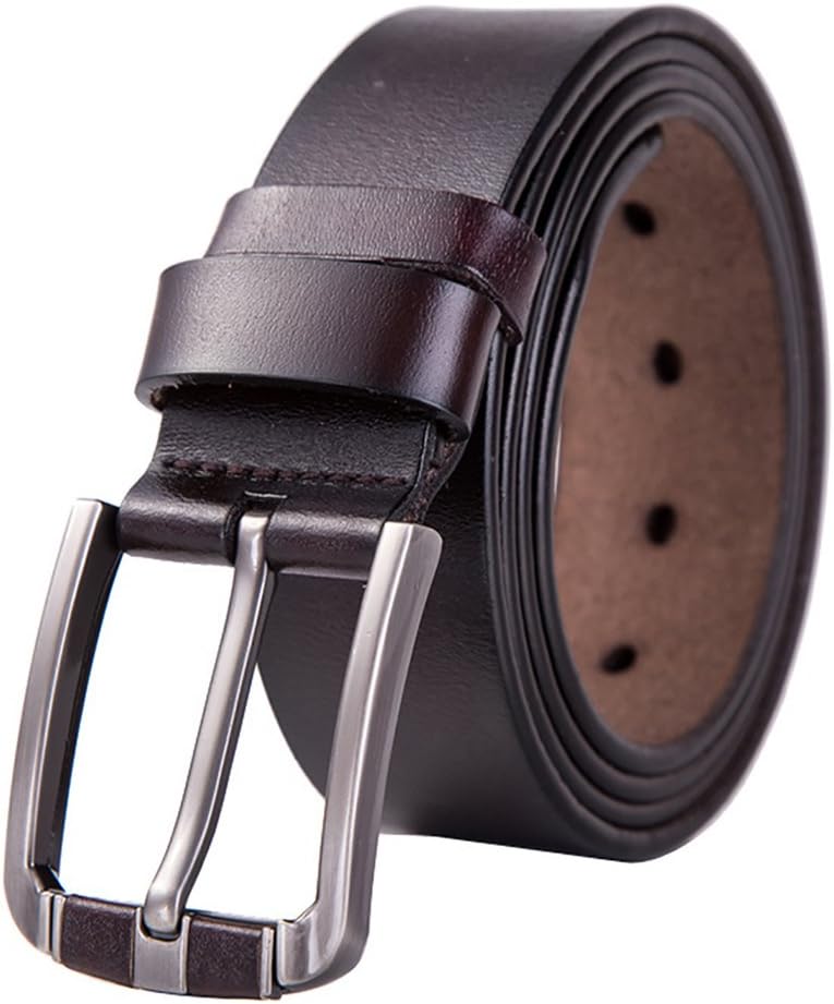 Dnux Genuine Leather Men's Dress Belt 40mm Reversible Buckle Strap with Keychain (Coffee)