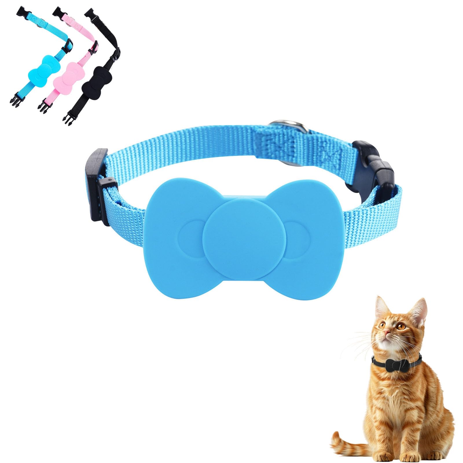 Collar de rastreo GPS para gatos, sin tarifa mensual, collar GPS para gatos pequeños, para función de búsqueda de Apple (aplicable a iOS y Android), rastreador de gatos (azul)
