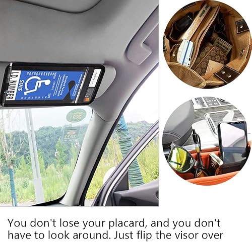 Miniatura 2 de lofrcin Soporte para placa de discapacitados para automóvil, 1 soporte para visera negra, soporte para carteles para discapacitados con soporte para