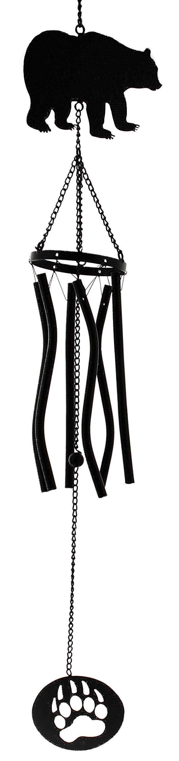 Black Bear Wind Chime with Metal Tubes, 37.5"