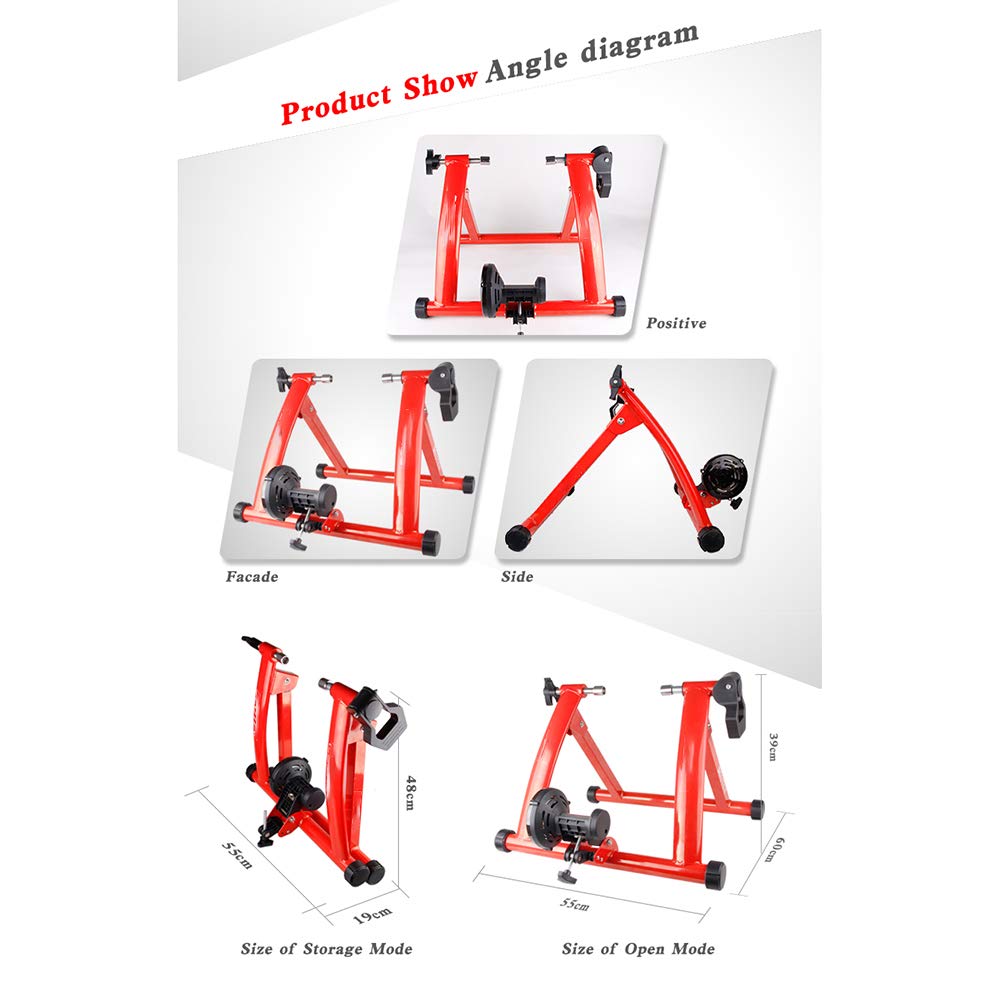 BATLAM Fahrrad-Turbo-Trainer, Faltbarer Indoor-Fahrradtrainer-Ständer, Rauschunterdrückung, magnetoresistive Reitplattform, Turbo-Trainer für Fahrräder 26-28 Zoll,Grün (Rot)
