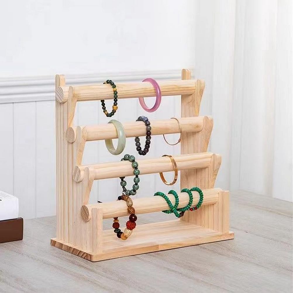 Solid wood Multi-layer jewelry store jewelry display stand, Bracelet Display stand Hair band chain holder watch display rack Bracelet Organizer jewelry display prop (4-tier)