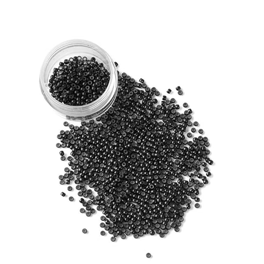D-DIVINE 500 PC Nano Rings for Hair Extension, Aluminum With Silicone Nano Rings Beads Loop For Human Feather (Black)-picture-20