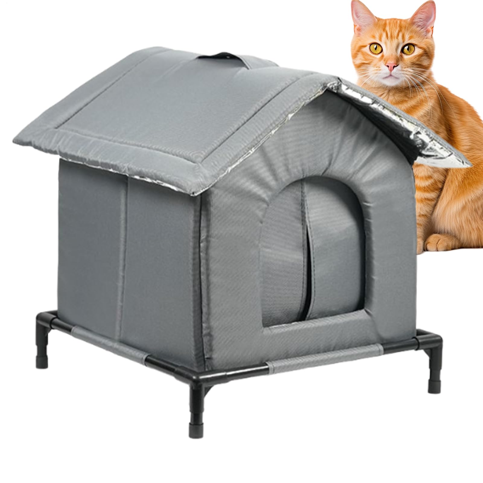 Casas para Gatos Exterior,Refugio Exterior para Mascotas Sobresuelo | Cueva Cerrada con Estructura Plegable para Animales,para Jardín Balcón Garaje