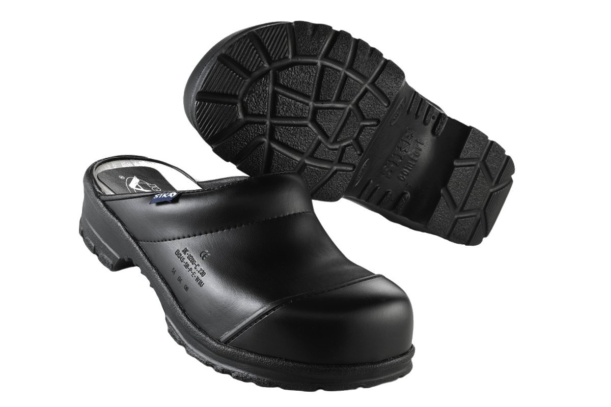 Comfort sabots ouvert biche semelle acier bois-noir Noir