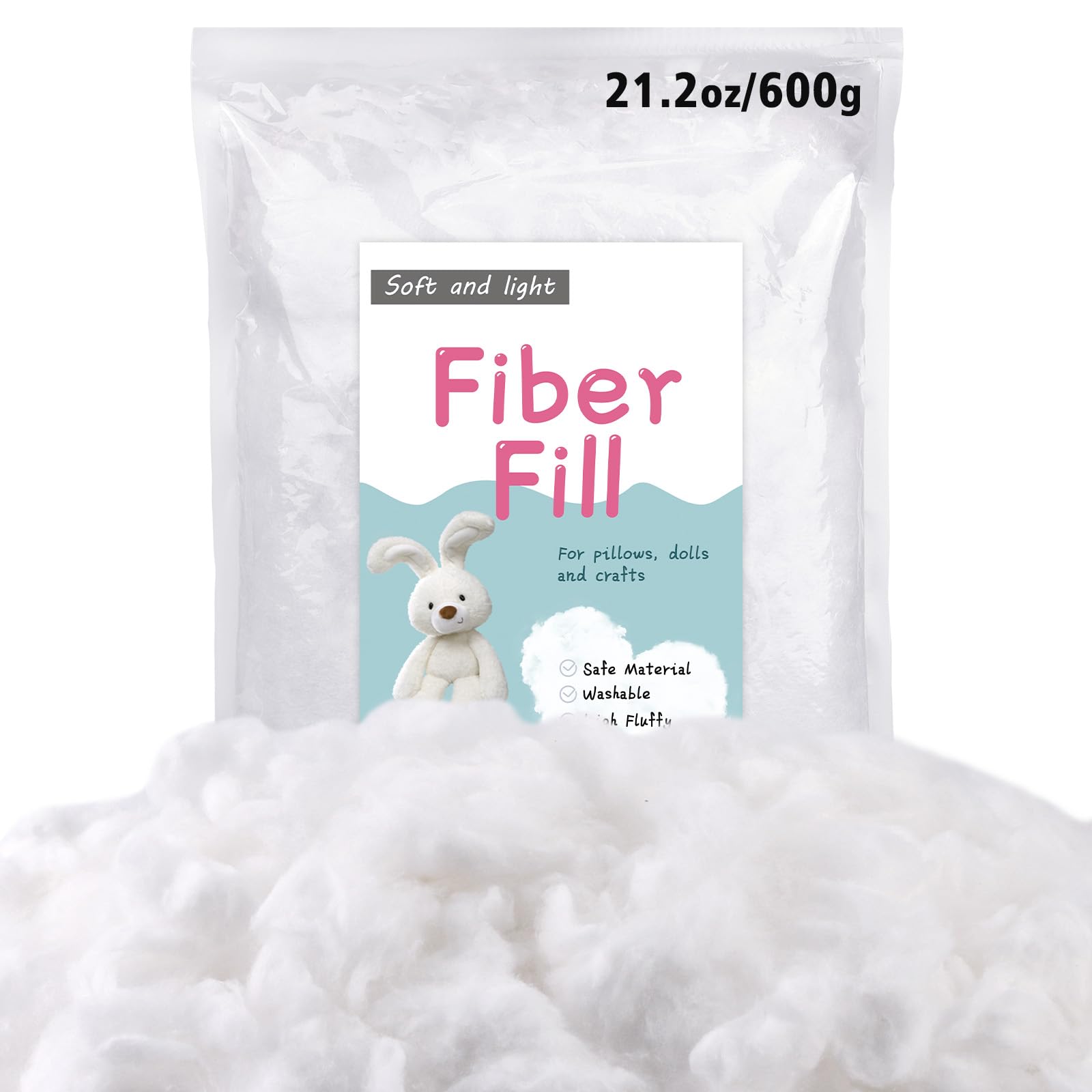 LOKUNN 600g/1.3LB Polyfill Stuffing Fiber Fill, White Fiberfill Stuffing