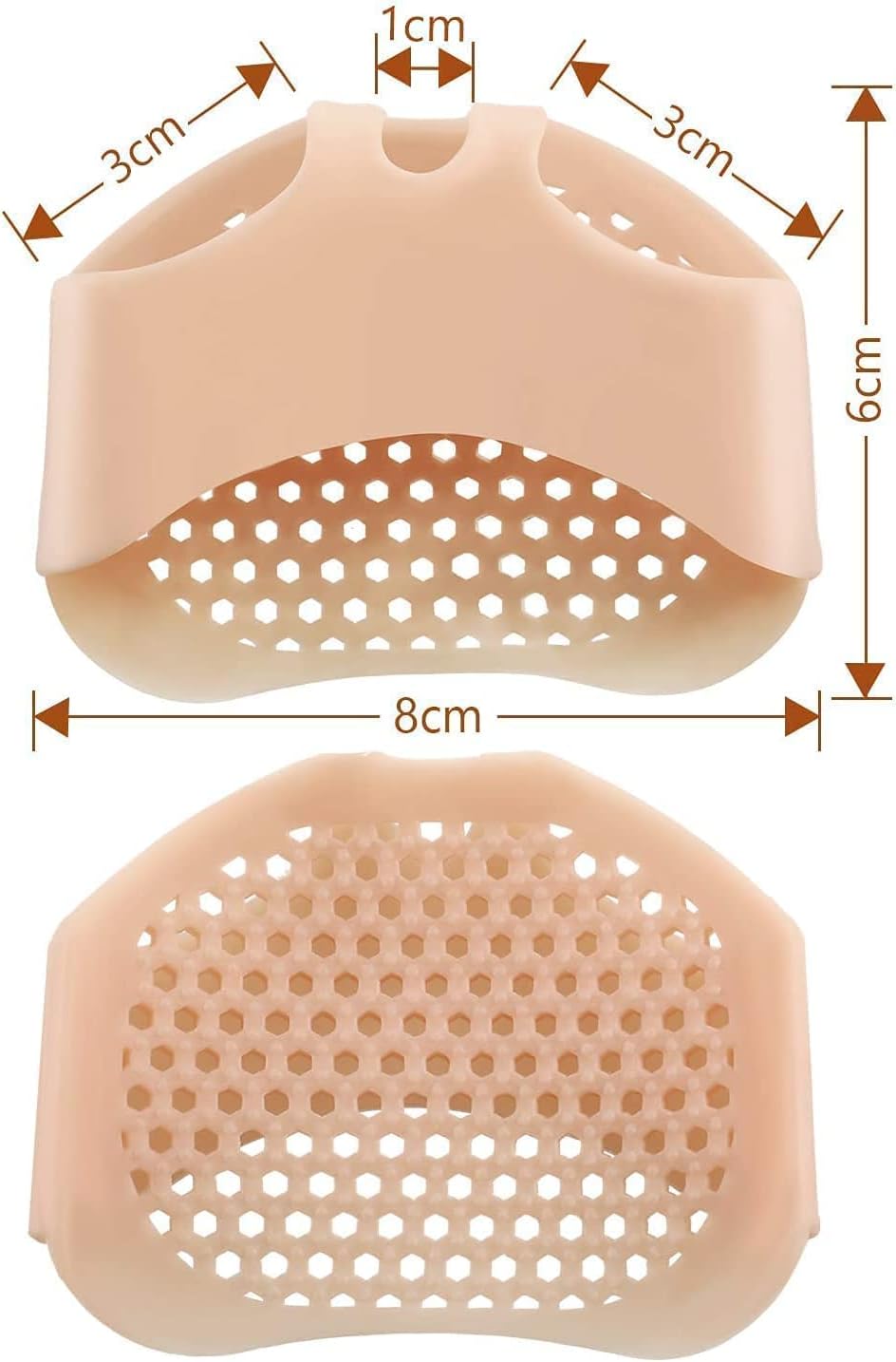 Metatarsal Pads 6 Pack Ball of Foot Cushions for Women and Men Soft Gel Foot Pads Pain Relief Forefoot Pad Insoles Transparent Breathable Honeycomb 3 Pairs : Health & Household