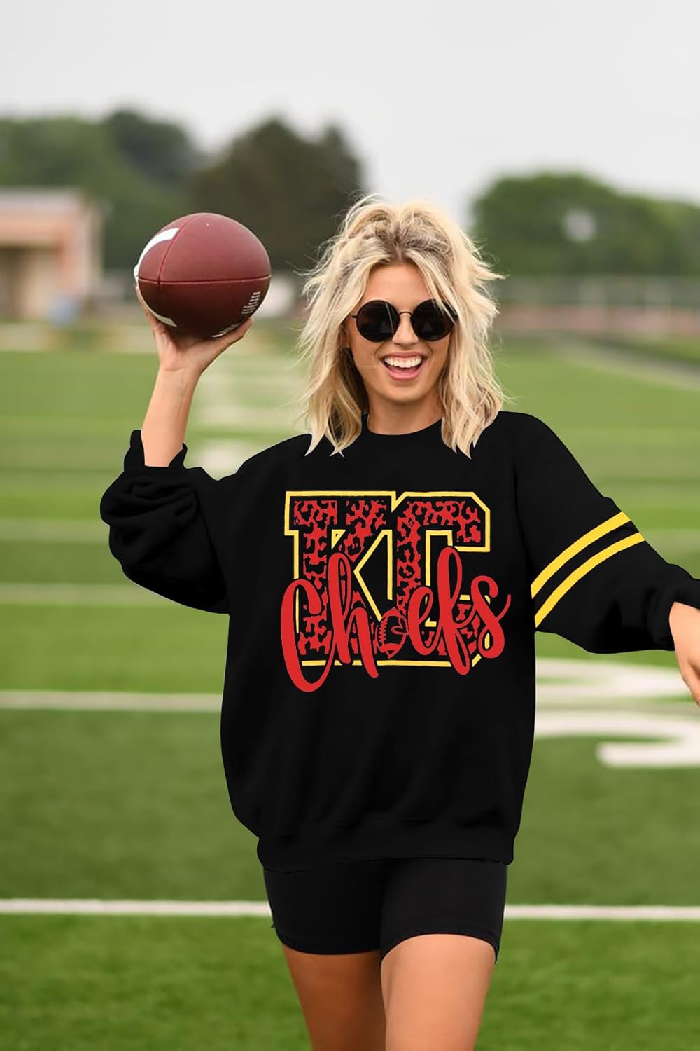 MYHALF Game Day Sweatshirt Football Shirts: Women Gameday Sequin Outfits Football Fan Game Day Shirt Long Sleeve Casual Tops - Image 2