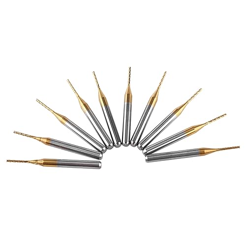 Miniatura 4 de Srliya 9 x 6 * 1 4 - Juego de molinos de extremo de flauta de 0.020 in 0.020 in, 10 piezas de molino de extremo de carburo de tungsteno, brocas de