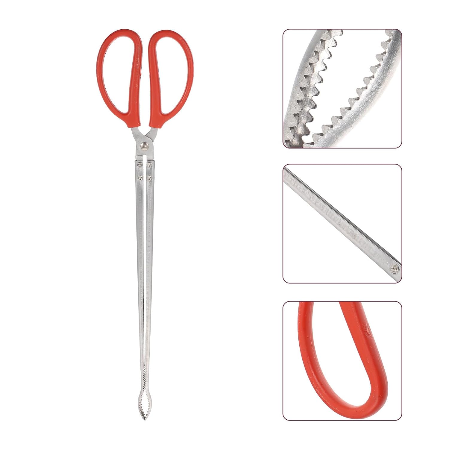 Stainless Steel 52cm Outdoor Garbage Clamp with Serrated Curved Tip, Long Reach Waste Picker Tongs for Camping, BBQ Grilling, and Trash Collection