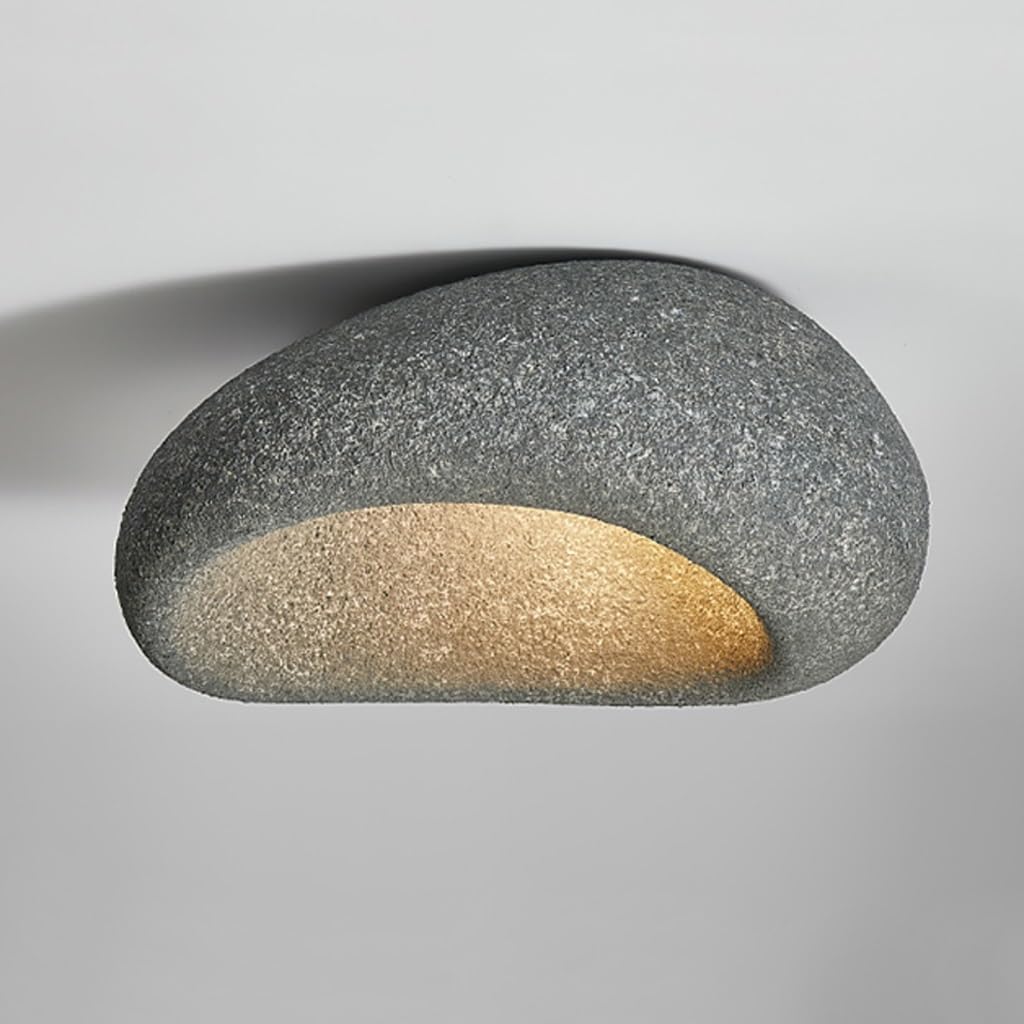 KXEcoLife Creative Simulated Stone Pendant Light, Resin Ceiling Lamp E27, Modern Fixture for Bedroom, Dining Room, Living Room - 60cm Diameter
