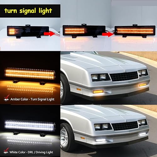 Miniatura 4 de Lente de Óptica 3D en Lente Fumada Para 1981 1982 1983 1984 1985 1986 1987 1988 Chevy Monte Carlo SS Señales de Giro de Esquina Frontal, Luces