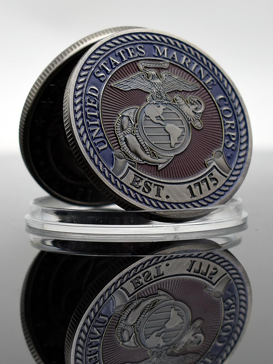 United States Marine Corps Challenge Coin EST.1775 U.S.M.C diabeł pies metalowy medal z plastikowym etui rzemiosło artystyczne