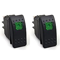 Vista 1 de Amarine Made Paquete de 2 interruptores basculantes LED impermeables de 12 V y 20 amperios para barco, SPST 3P, con luz (verde)