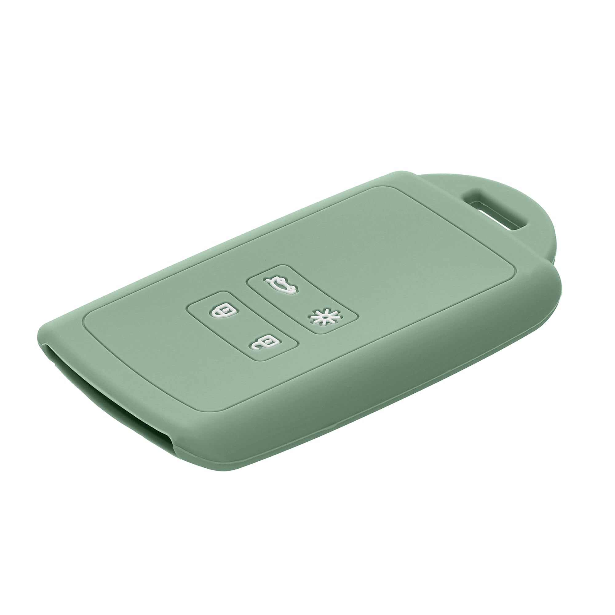 kwmobile Car Key Cover Compatible with Renault 4 Button Car Key Smart Key (only Keyless Go) - Silicone Protective Key Fob Cover with Built-in Eyelet - Pottery Green — view 5
