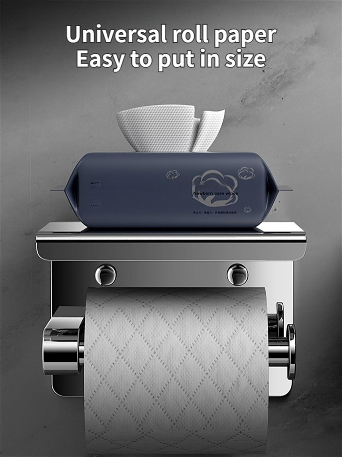 Portarrollos Papel Higienico Toallero de Papel de Acero Inoxidable sin perforar, Estante de baño for Rollo de Cocina montado en la Pared(C Roll Paper Holder)