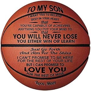 PRSTENLY to My Son Gift Outdoor Basketball 29.5″, Personalized Engraved Basket Ball Son You Will Never Lose, Graduation Back to School Birthday Gifts for Son from Mom