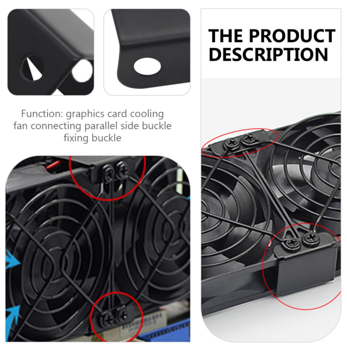 4pcs Graphic Card Cooling Bracket for 12-14cm Fans, Metal Black image 3