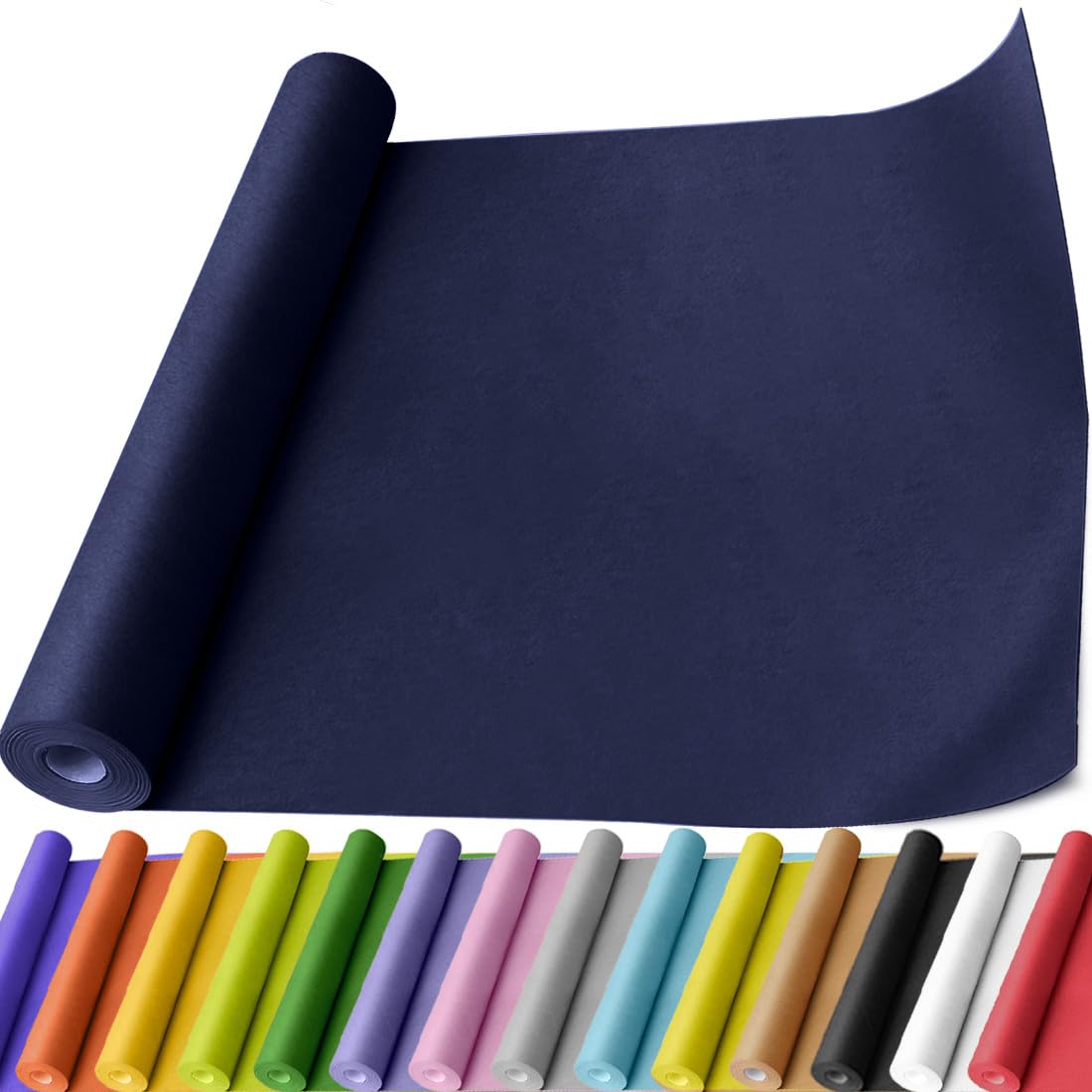 PerkHomy Navy Blue Kraft Paper Roll 17.5" x 760" (63') for Gift Wrapping Bouquet Flower Art Painting Craft Writing Packaging Shipping 80GSM 55LB (Navy Blue, 17.5" x 63')