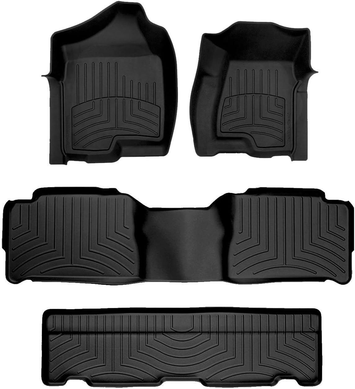 WeatherTech FloorLiner HP Custom Fit Floor Mats for Cadillac Escalade, Tahoe, Yukon - Full Set (44003-1-2-3IM), Black