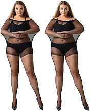 MANZI Women's 2 Pairs Plus Size Control Top Ultra-Soft Tights