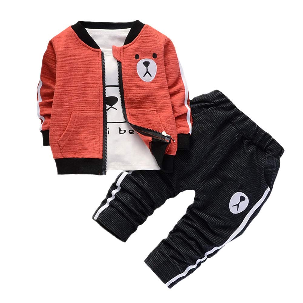 BibicolaBaby Boys 3pcs Clothing Suit Long-Sleeve T-Shirt + Jacket + Pants Newborn Casual Sports Clothes