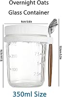 Generisch 2 db Overnight Oats üveg tetővel és kanállal, 350 ml, légmentes tárolóedény 7